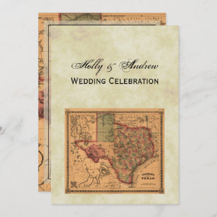 * Antique Texas Map #1, Distressed BG #3 Invitation