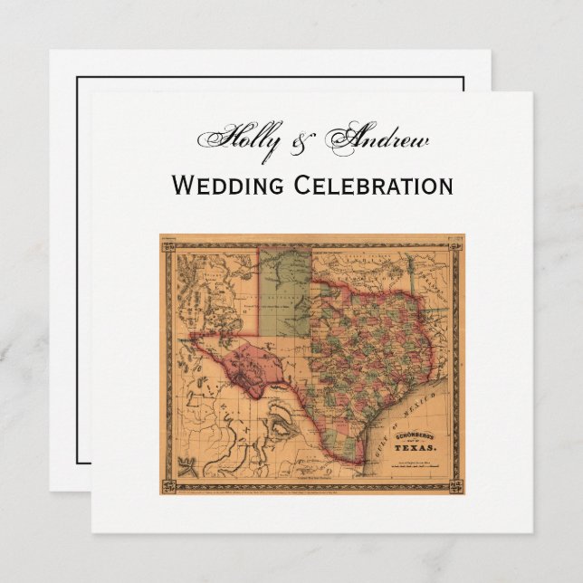 * Antique Texas Map #1 Invitation (Front/Back)