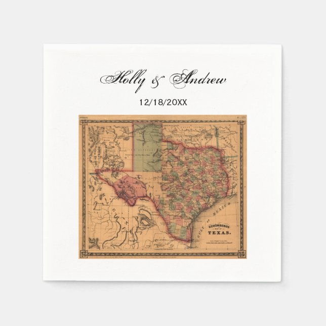 * Antique Texas Map #1 Napkin (Front)