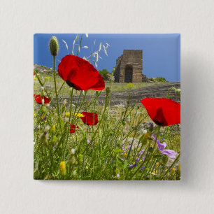 Antique theatre in Acropolis of Pergamon 15 Cm Square Badge