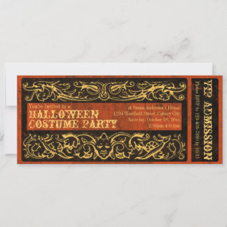 Antique Ticket Halloween Costume Party Vintage Invitation