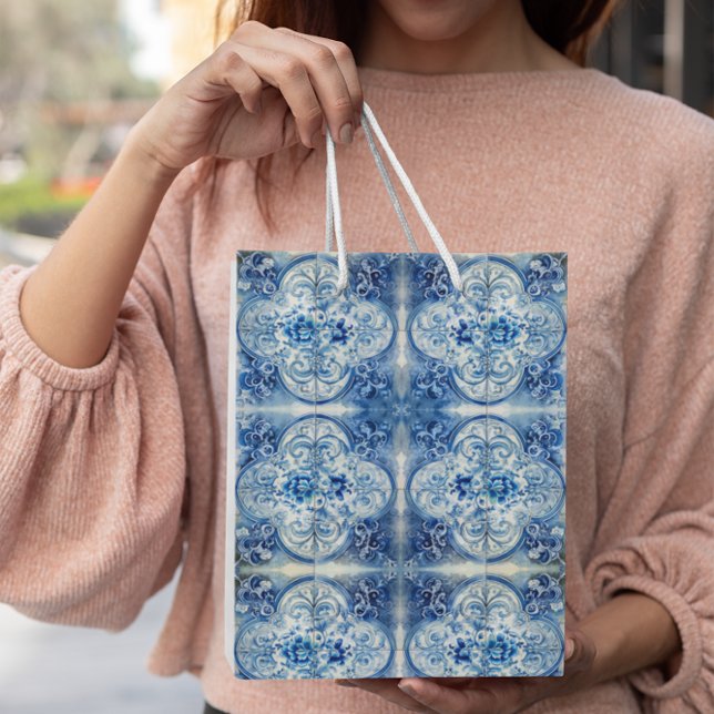 Antique Tile in Delft Blue  Medium Gift Bag (Creator Uploaded)