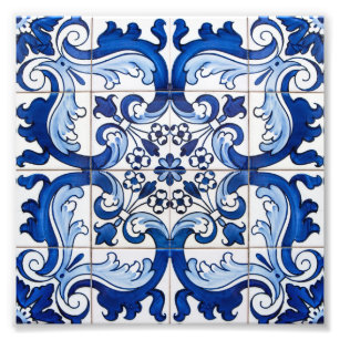 Antique Tile Pattern Portuguese Azulejo Photo Print