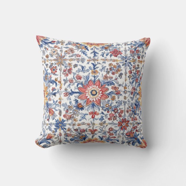 Antique Tile Pattern Seamless Pillow (Front)