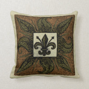 Antique Tiled Fleur de Lis Cushion
