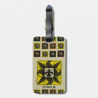 Antique Tiled Fleur de Lis (Yellow) Luggage Tag