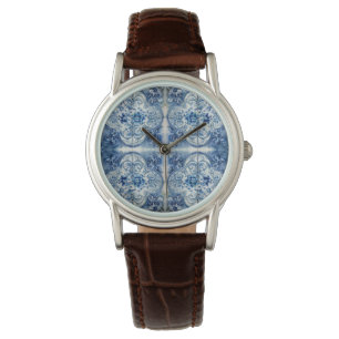 Antique Tiles in Delft Blue Watch