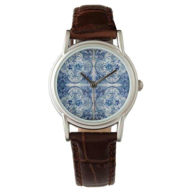 Antique Tiles in Delft Blue  Watch (Front)