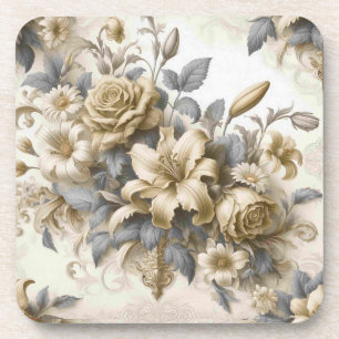 Antique Tinge Yellow Floral Perfection Coaster