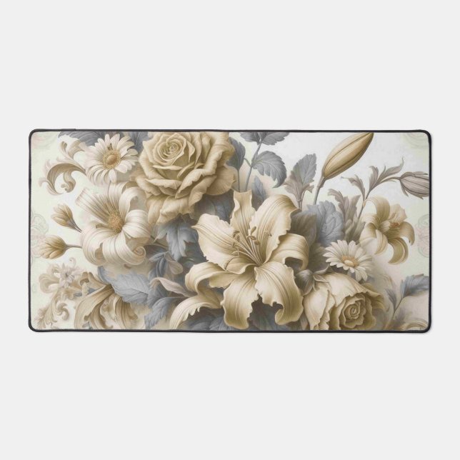Antique Tinge Yellow Floral Perfection Desk Mat (Front)