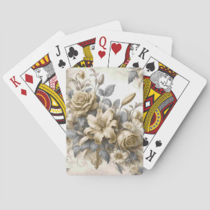 Antique Tinge Yellow Floral Perfection Playing Cards