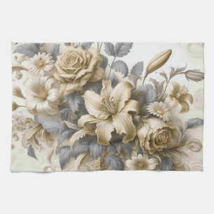 Antique Tinge Yellow Floral Perfection Tea Towel