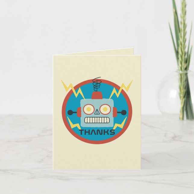 Antique Toy Robot Birthday Thank You Card (Front)
