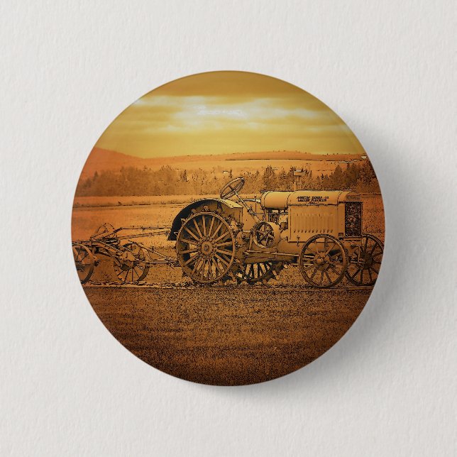 Antique Tractor 6 Cm Round Badge (Front)