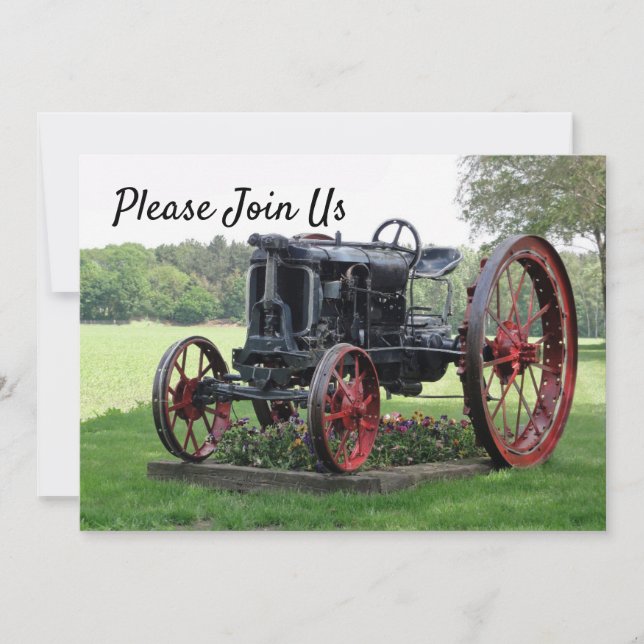 Antique Tractor Birthday Invitation (Front)