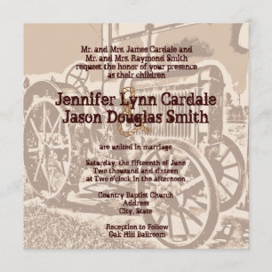 Antique Tractor Farm Wedding Invitations