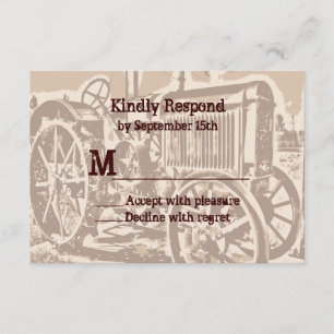 Antique Tractor Farm Wedding RSVP Cards