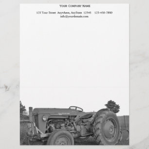 Antique Tractor in Black and White Letterhead Template
