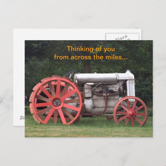 Antique Tractor Thinking of You Postcard (Front/Back)