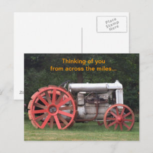 Antique Tractor Thinking of You Postcard