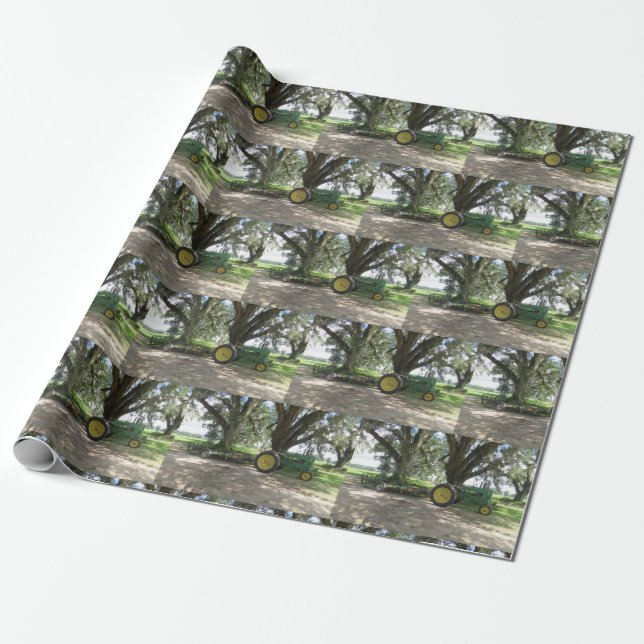 Antique tractor wrapping paper (Unrolled)