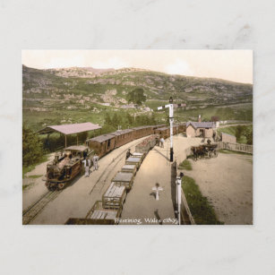Antique train, Ffestiniog railway station Postcard