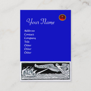 ANTIQUE TRAVEL, RUBY  MONOGRAM,red blue Business Card