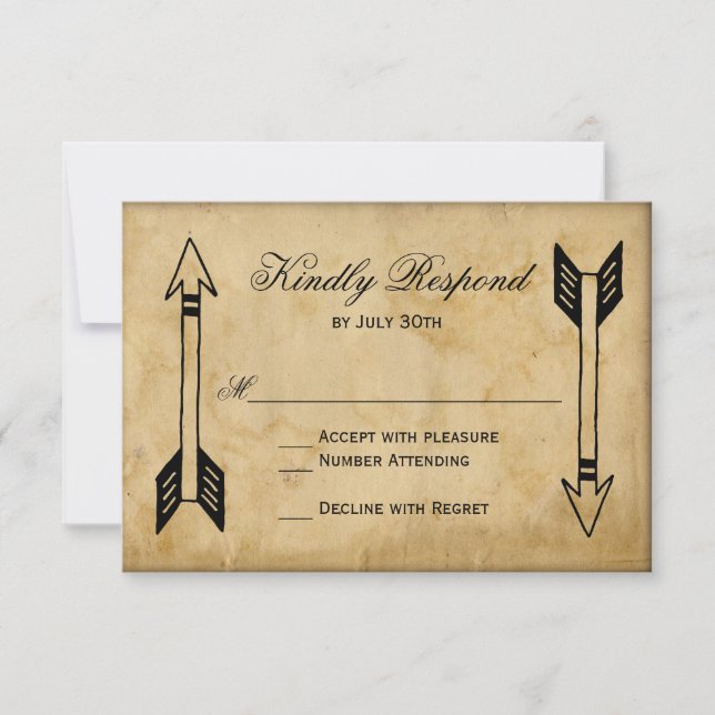 Antique Tribal Arrow Wedding RSVP Cards (Front)
