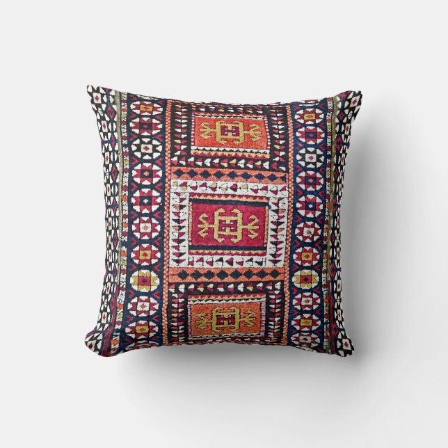 Antique Tribal Oriental Rug Throw Pillow (Front)