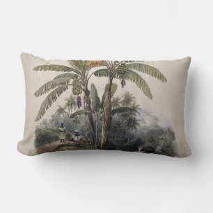 Antique Tropical Banana Tree Forest Vintage Bota Lumbar Cushion