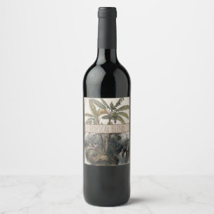 Antique Tropical Banana Tree Forest   Vintage Bota Wine Label