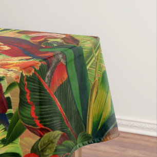 Antique Tropical Parrots Jungle Pattern Tablecloth