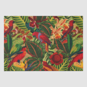Antique Tropical Parrots Jungle Pattern Tissue Paper