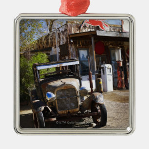 Antique truck at general store in the American Metal Ornament