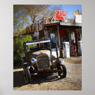 Antique truck at general store in the American Poster