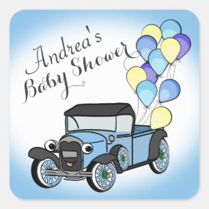 Antique Truck Baby Shower Square Sticker