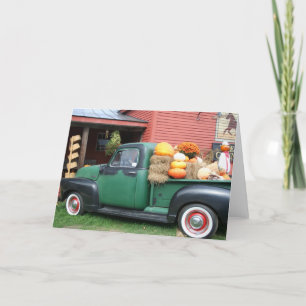Antique Truck with fall harvest Card