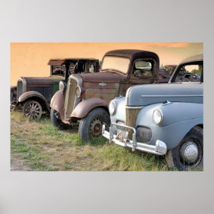 Antique Trucks and Cars Poster
