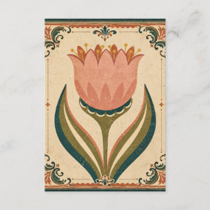 Antique Tulip Folk Art Illustration Vintage Style Enclosure Card