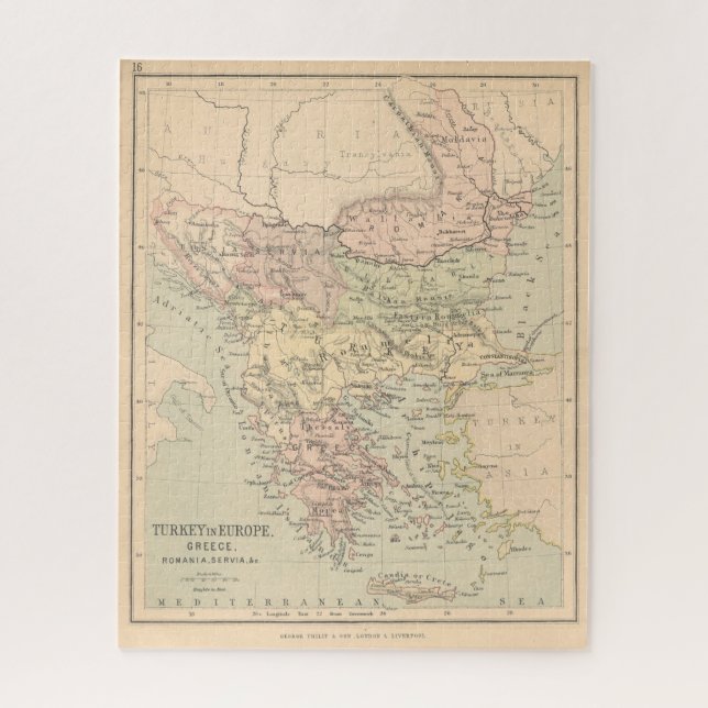 Antique Turkey and Greece Map Jigsaw Puzzle (Vertical)