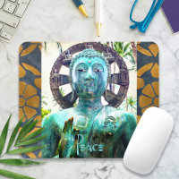 Antique Turquoise Buddha Gold Mosaic Photo Peace