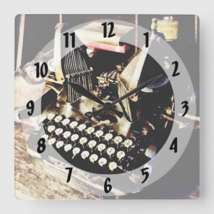 Antique Typewriter Oliver #9 Square Wall Clock