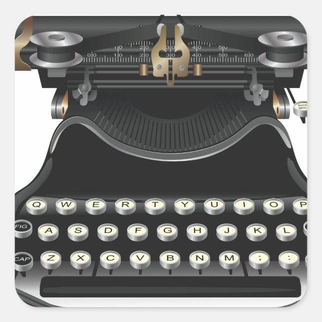 Antique Typewriter Square Sticker (Front)