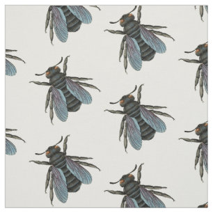 antique typographic vintage colourful bee fabric