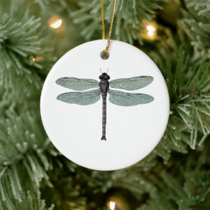 Antique Typographic Vintage Dragonfly Ceramic Tree Decoration