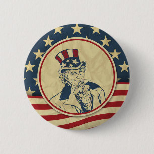 antique uncle sam 6 cm round badge