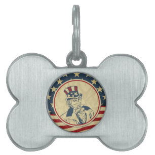 antique uncle sam pet name tag