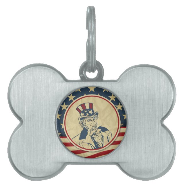antique uncle sam pet name tag (Front)