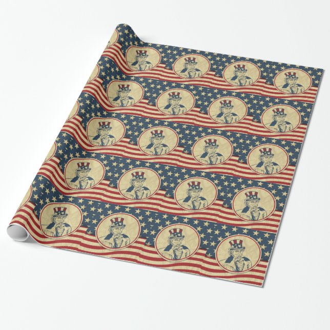 antique uncle sam wrapping paper (Unrolled)
