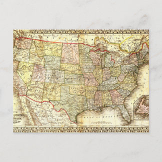 Antique United States Vintage Map Illustration Postcard